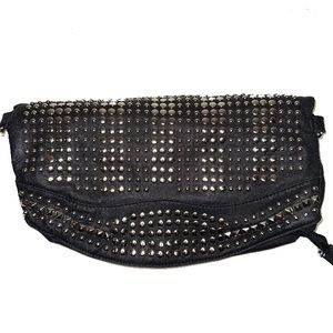 Studded Black Large Clutch